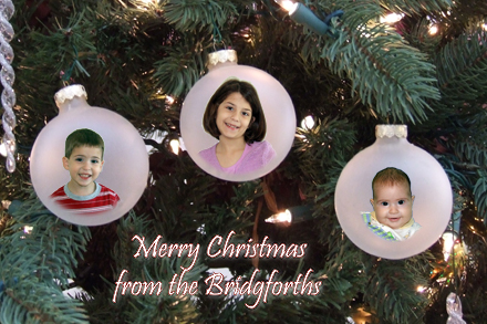 Picture of Our kids in Christmas ornaments