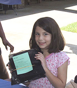 Katy holding a Freshman Survival Kit